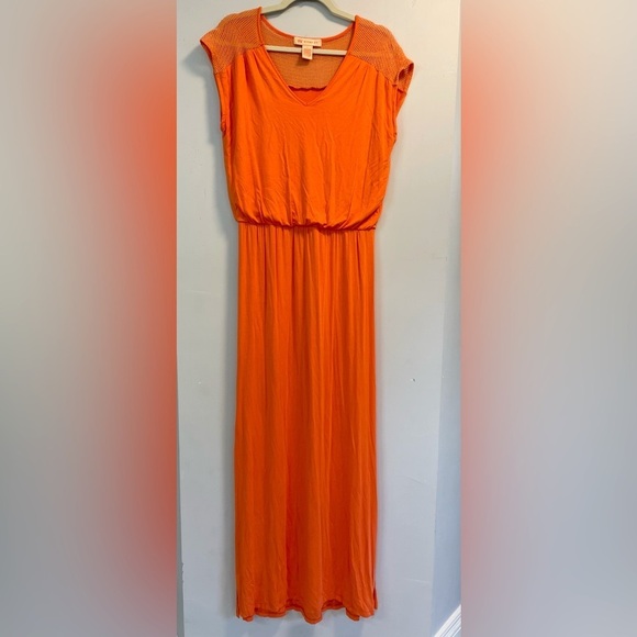 Wythe NY Dresses & Skirts - Wythe New York, Large, women’s orange maxi dress elastic waist mesh shoulders